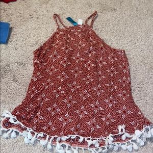 Burgundy and White Tank Top